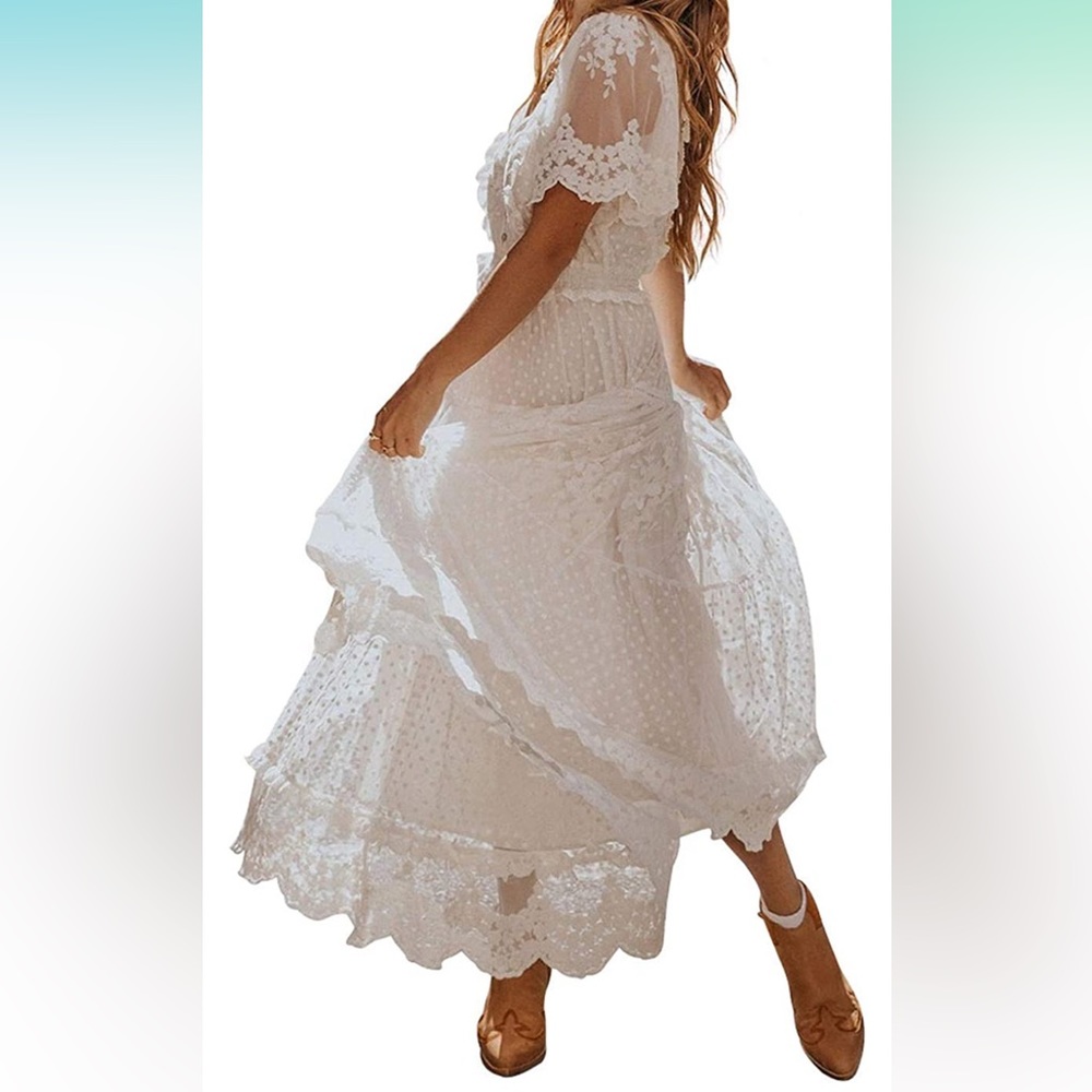 White Summer Boho Dress